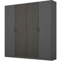 Miro 4 Door Wardrobe - Metallic Dark Grey, Black Oak