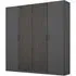 Miro 4 Door Wardrobe - Metallic Dark Grey, Black Oak