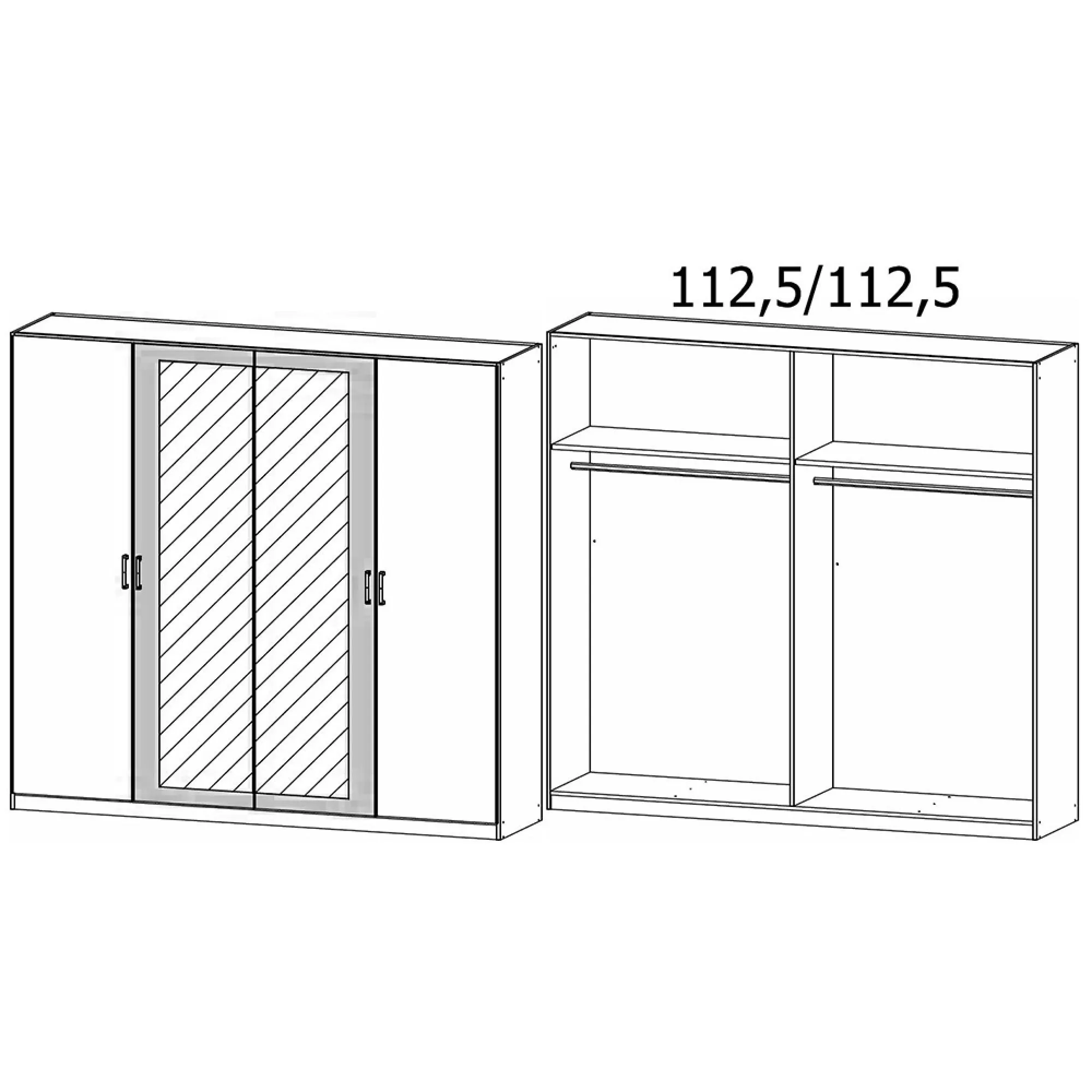 Miro 4 Door Wardrobe with Mirror - Alpine White, Artisan Oak