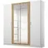 Miro 4 Door Wardrobe with Mirror - Alpine White, Artisan Oak