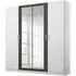 Miro 4 Door Wardrobe with Mirror - Alpine White, Black Oak