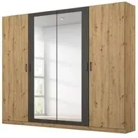 Miro 4 Door Wardrobe with Mirror - Artisan Oak, Black Oak
