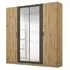 Miro 4 Door Wardrobe with Mirror - Artisan Oak, Black Oak