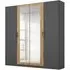 Miro 4 Door Wardrobe with Mirror - Metallic Dark Grey, Artisan Oak