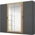Miro 4 Door Wardrobe with Mirror - Metallic Dark Grey, Artisan Oak