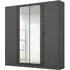Miro 4 Door Wardrobe with Mirror - Metallic Dark Grey, Black Oak
