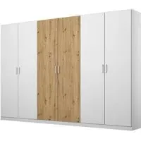 Miro 6 Door Wardrobe - Alpine White, Artisan Oak