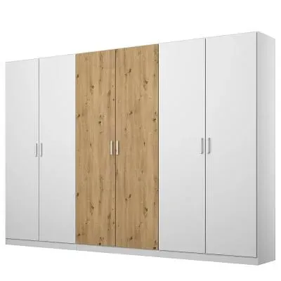 Miro 6 Door Wardrobe - Alpine White, Artisan Oak image