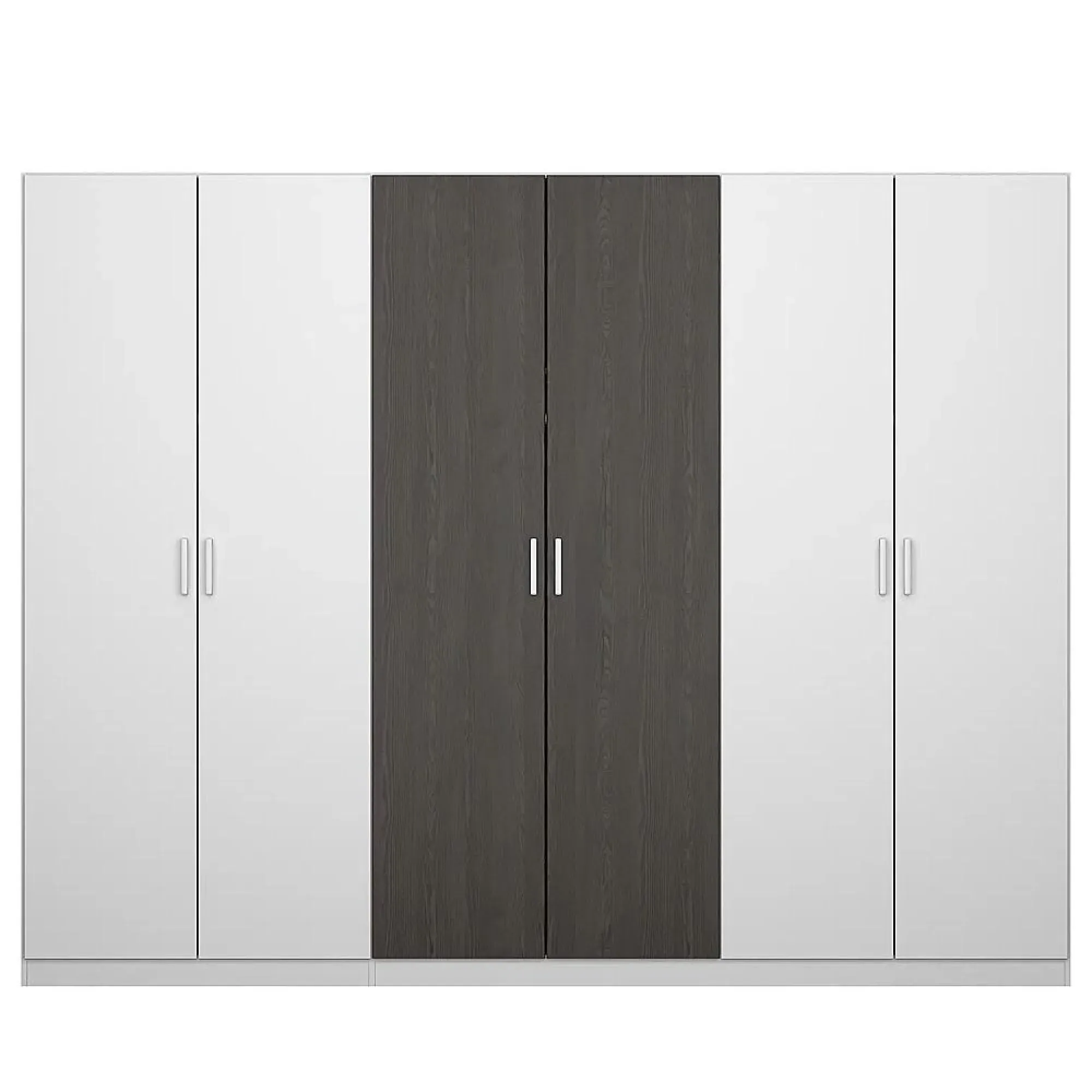Miro 6 Door Wardrobe - Alpine White, Black Oak