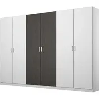 Miro 6 Door Wardrobe - Alpine White, Black Oak