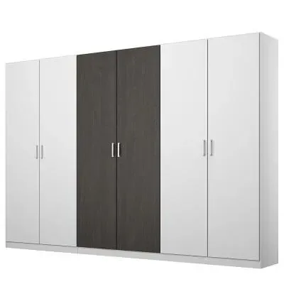 Miro 6 Door Wardrobe - Alpine White, Black Oak
