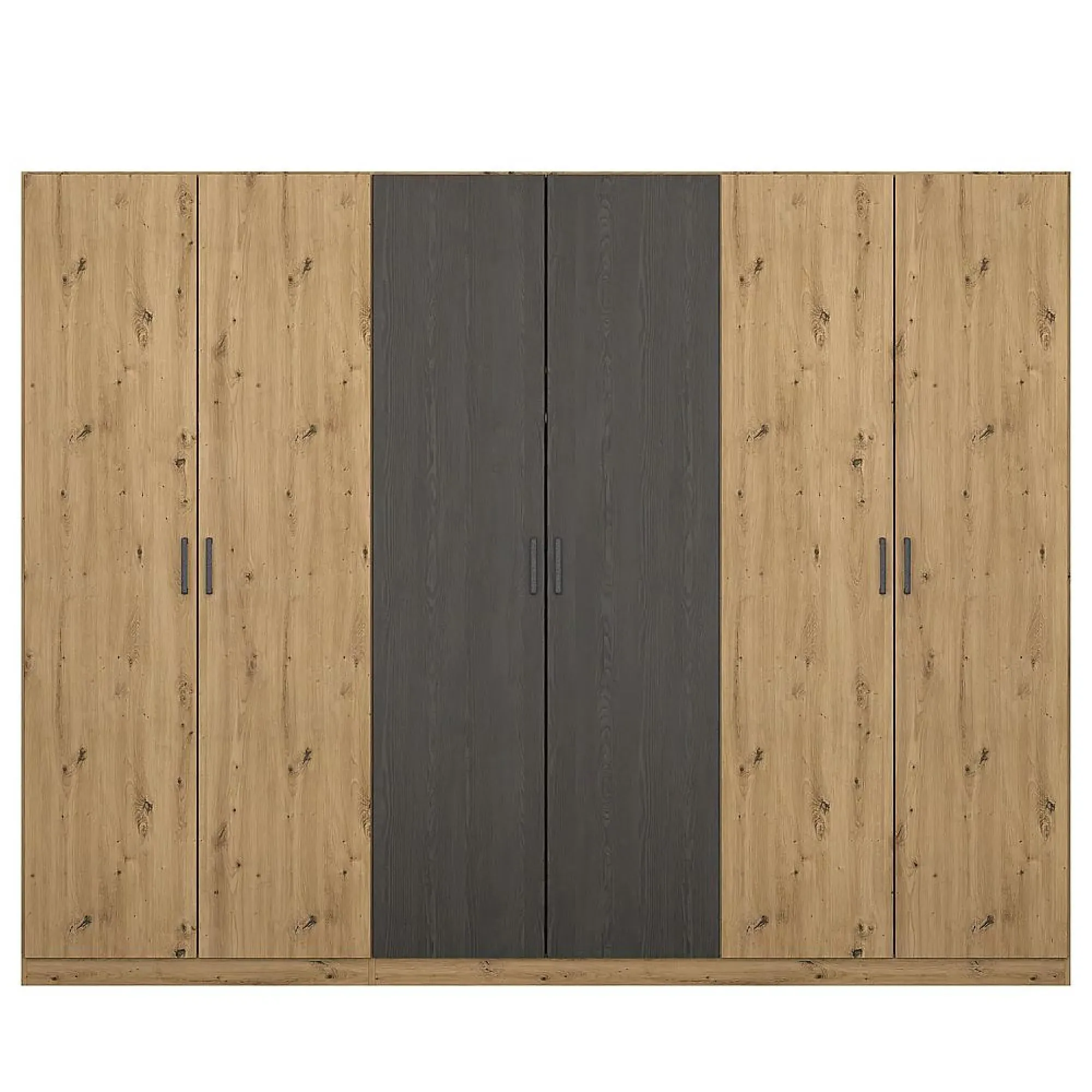 Miro 6 Door Wardrobe - Artisan Oak, Black Oak