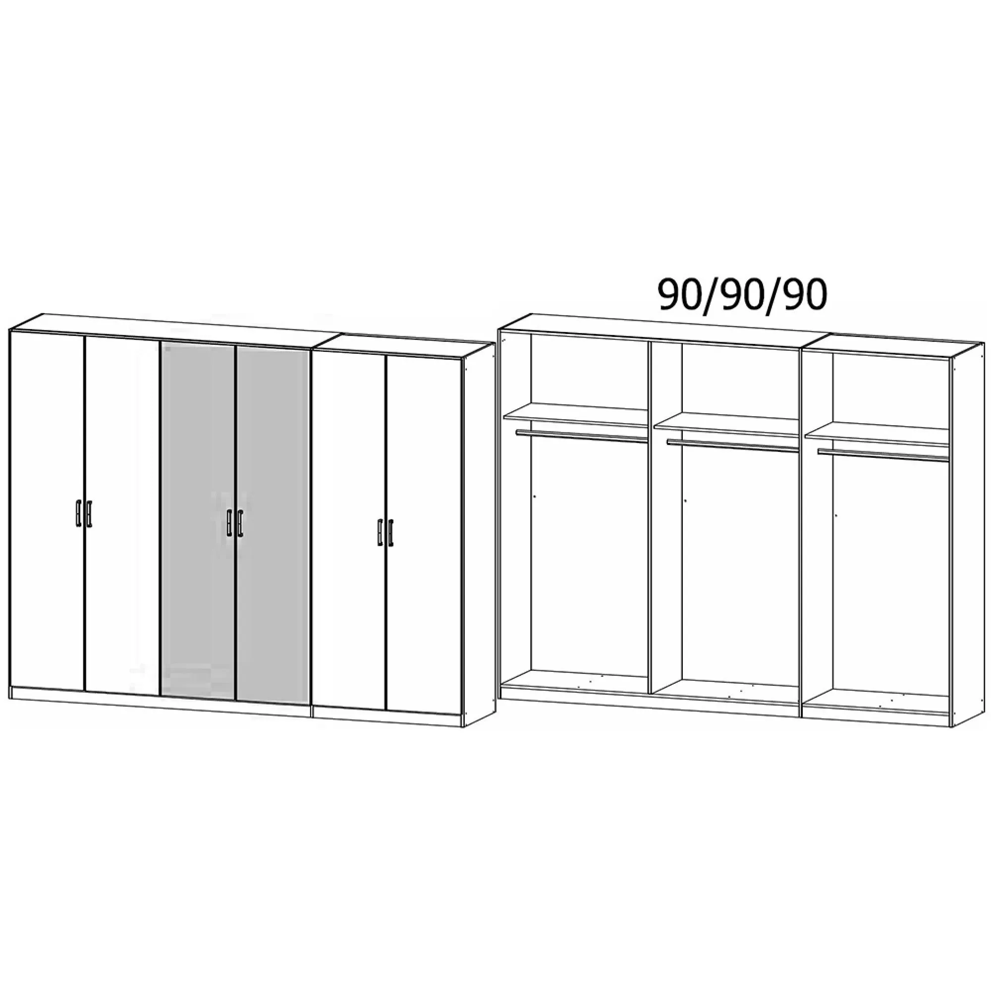 Miro 6 Door Wardrobe - Artisan Oak, Black Oak