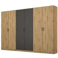 Miro 6 Door Wardrobe - Artisan Oak, Black Oak