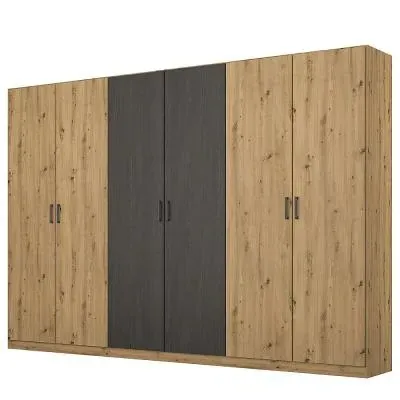 Miro 6 Door Wardrobe - Artisan Oak, Black Oak