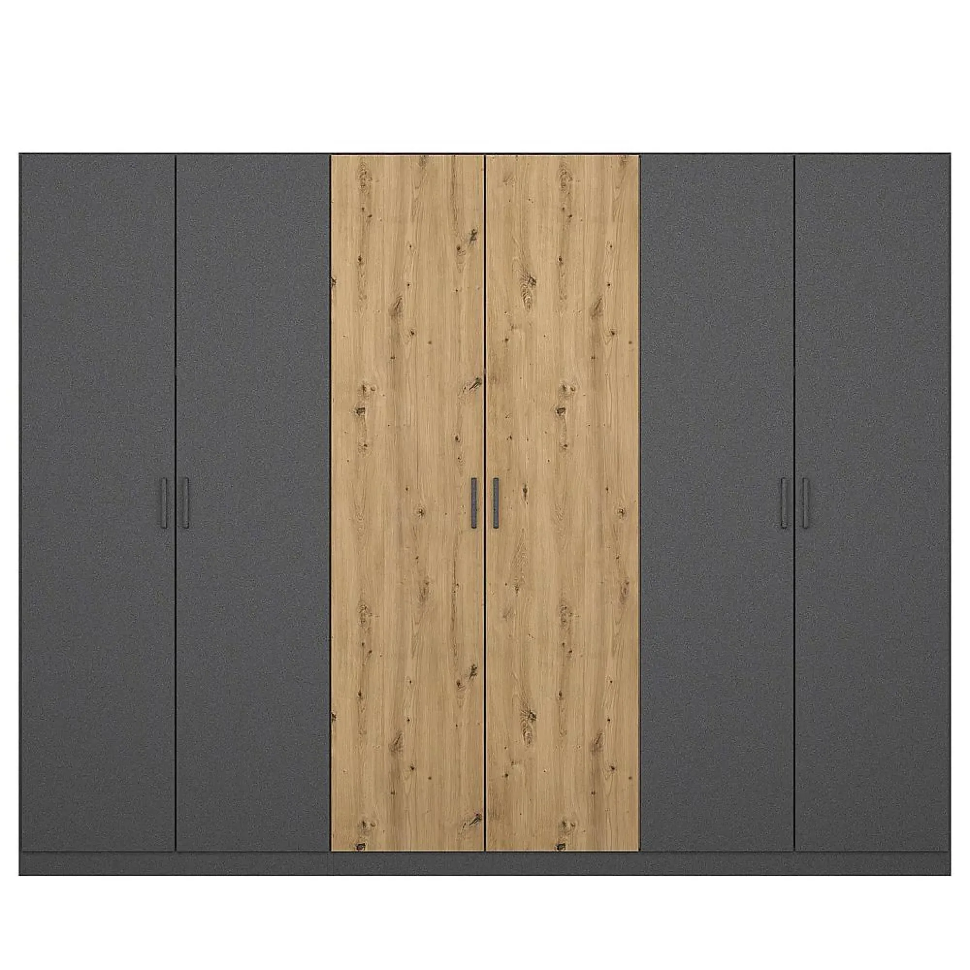 Miro 6 Door Wardrobe - Metallic Dark Grey, Artisan Oak