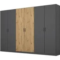 Miro 6 Door Wardrobe - Metallic Dark Grey, Artisan Oak