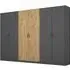 Miro 6 Door Wardrobe - Metallic Dark Grey, Artisan Oak