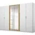 Miro 6 Door Wardrobe with Mirror - Alpine White, Artisan Oak