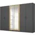 Miro 6 Door Wardrobe with Mirror - Metallic Dark Grey, Artisan Oak