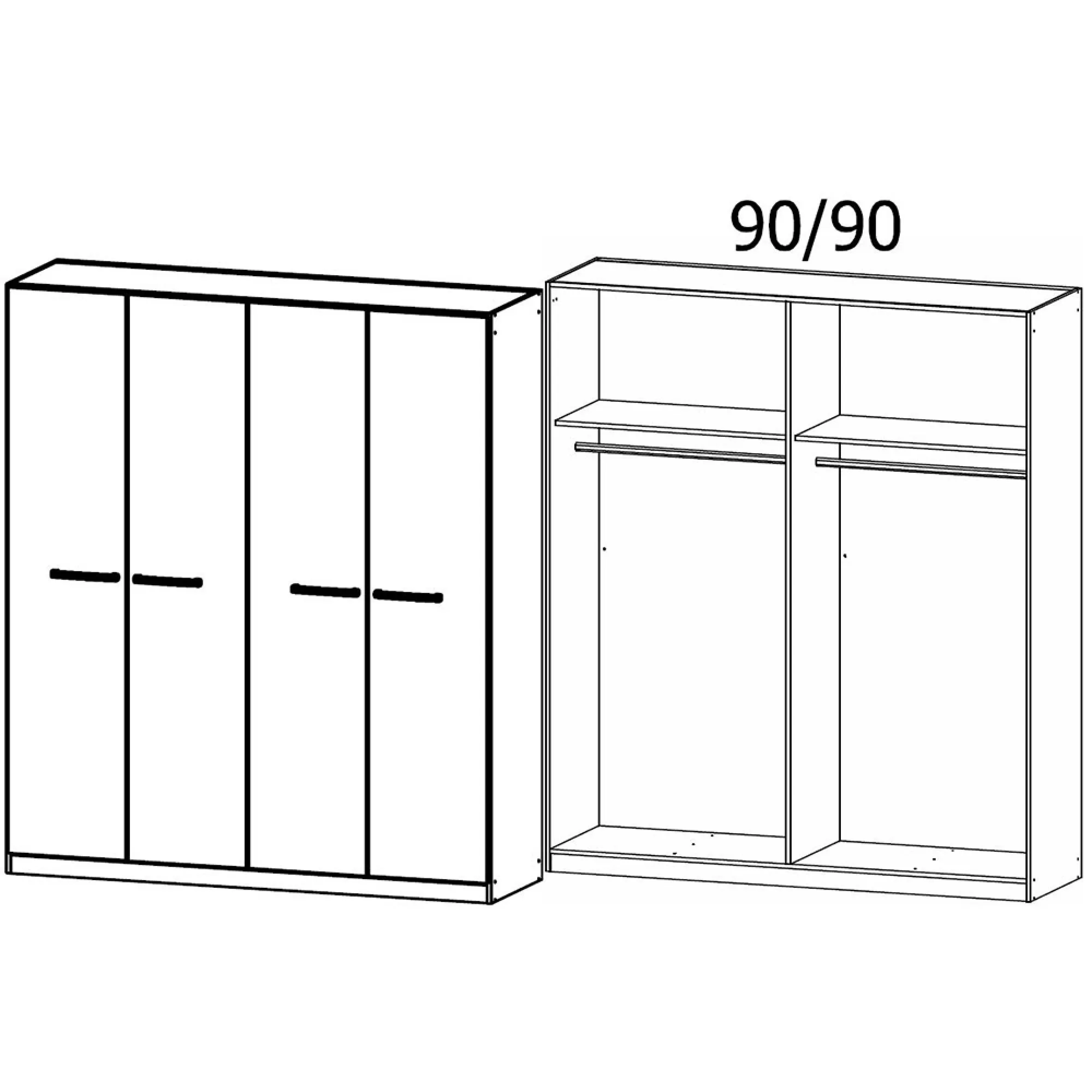 Modi 4 Door Wardrobe - Metallic Dark Grey