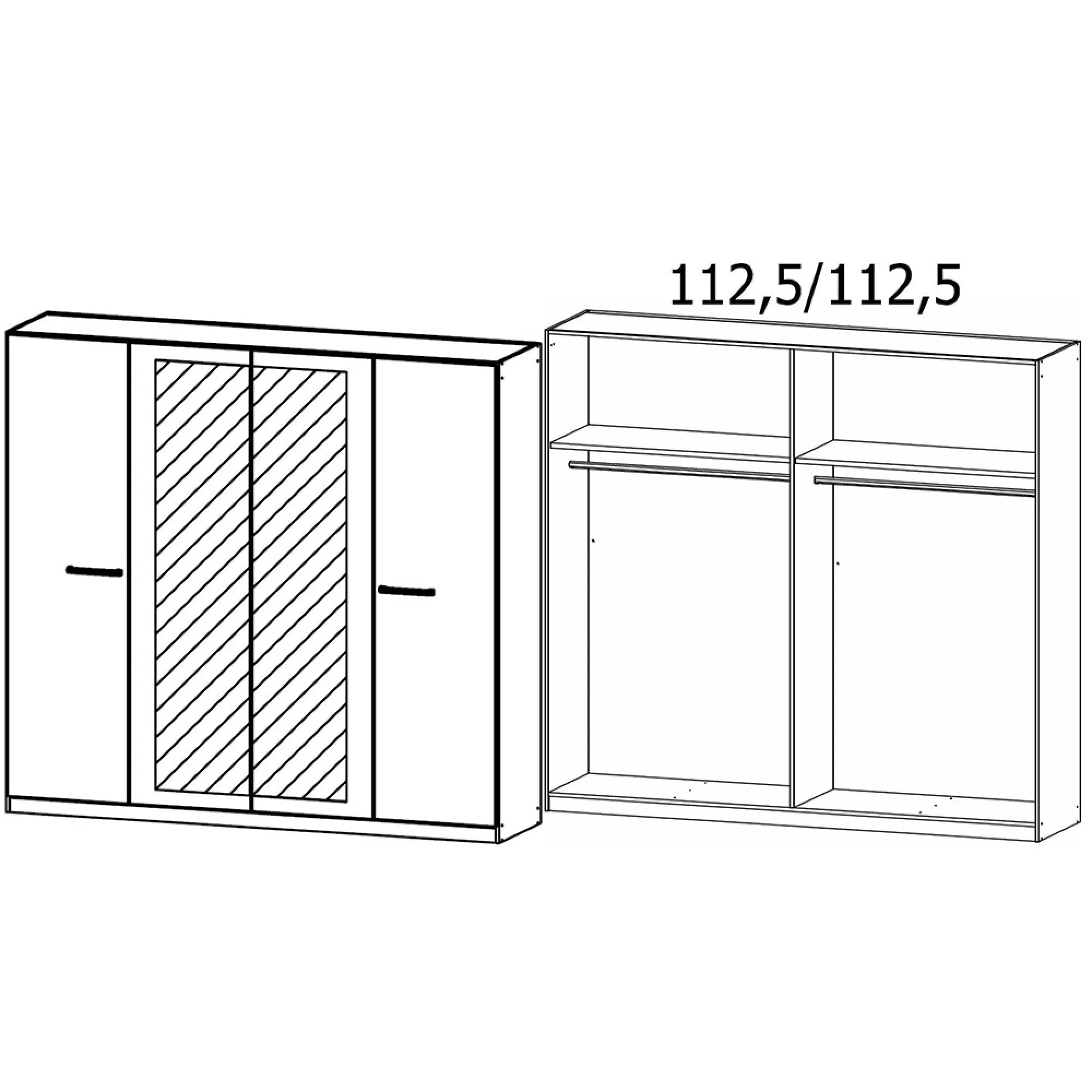 Modi 4 Door Wardrobe with Mirror - Artisan Oak