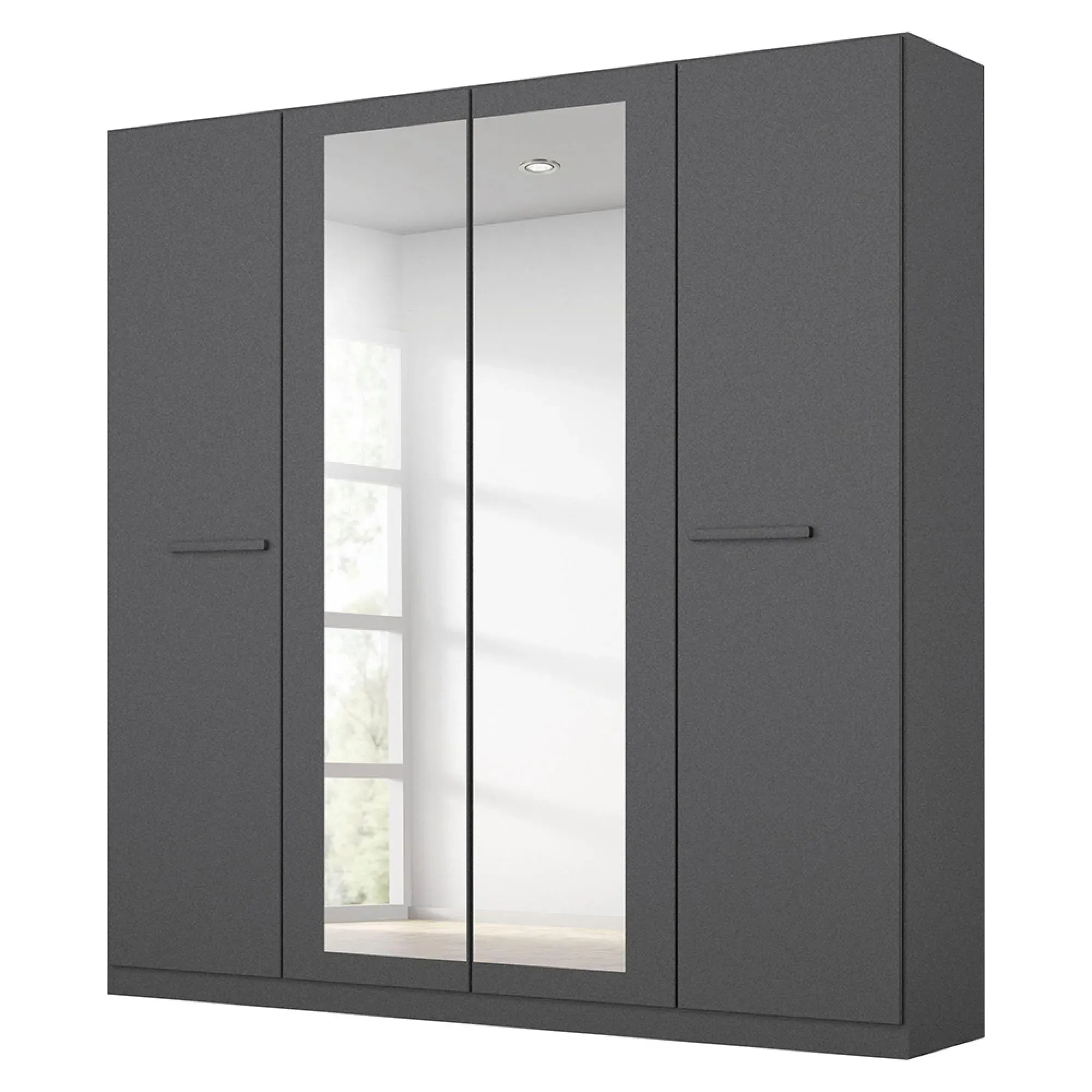 Modi 4 Door Wardrobe with Mirror - Metallic Dark Grey