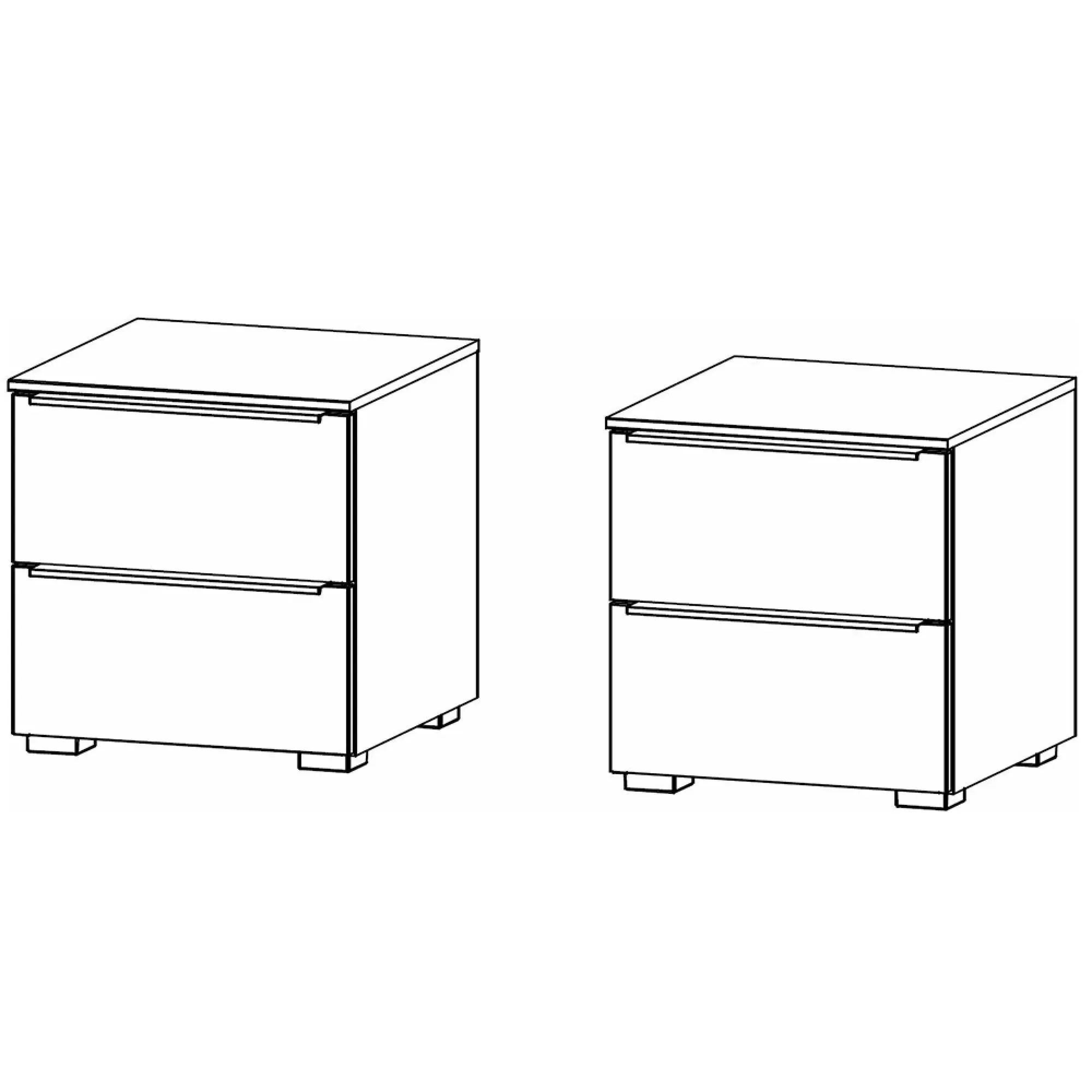 Monostar 2 Drawer Bedside Cabinet - Alpine White