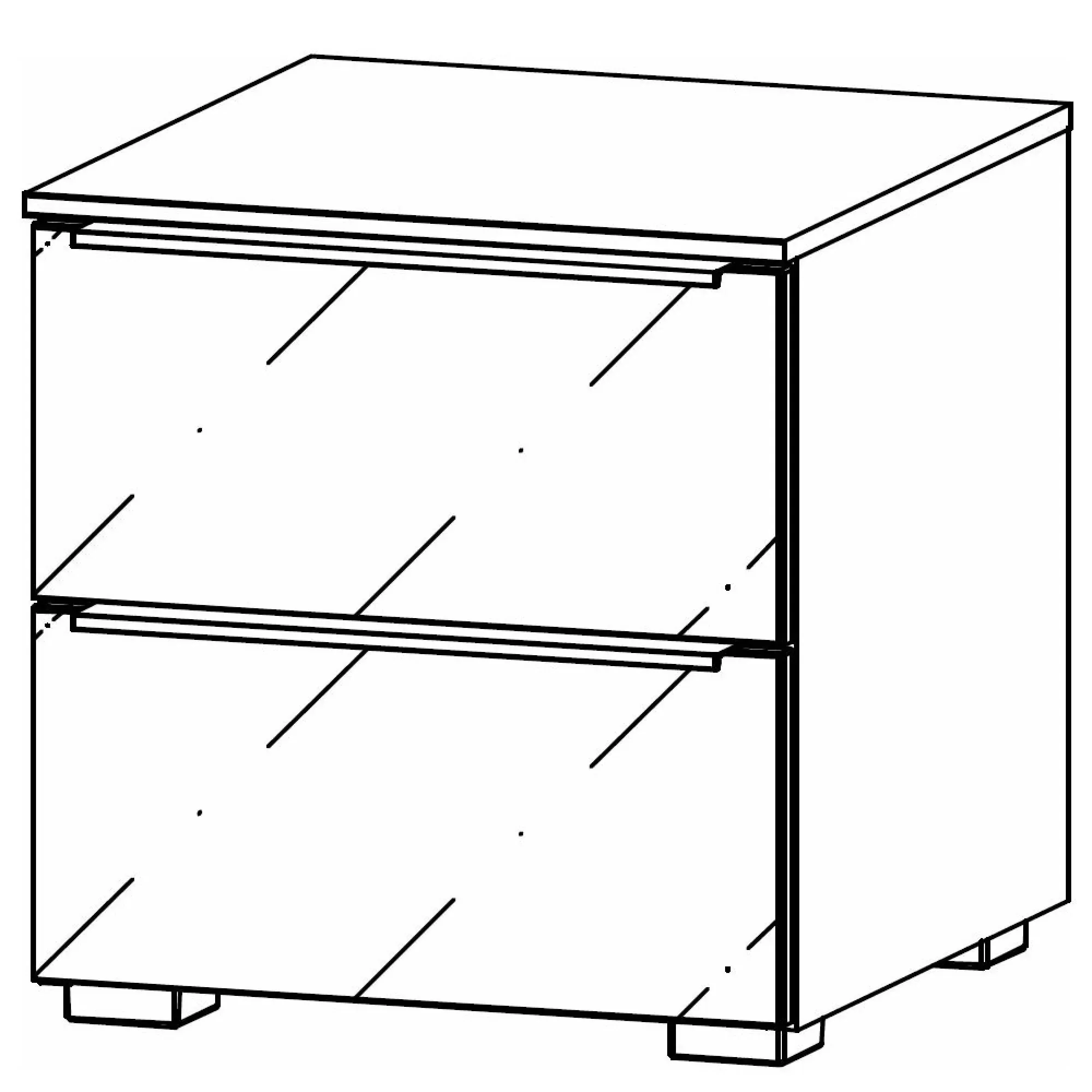 Monostar 2 Drawer Bedside Cabinet - Silk Grey, Glass