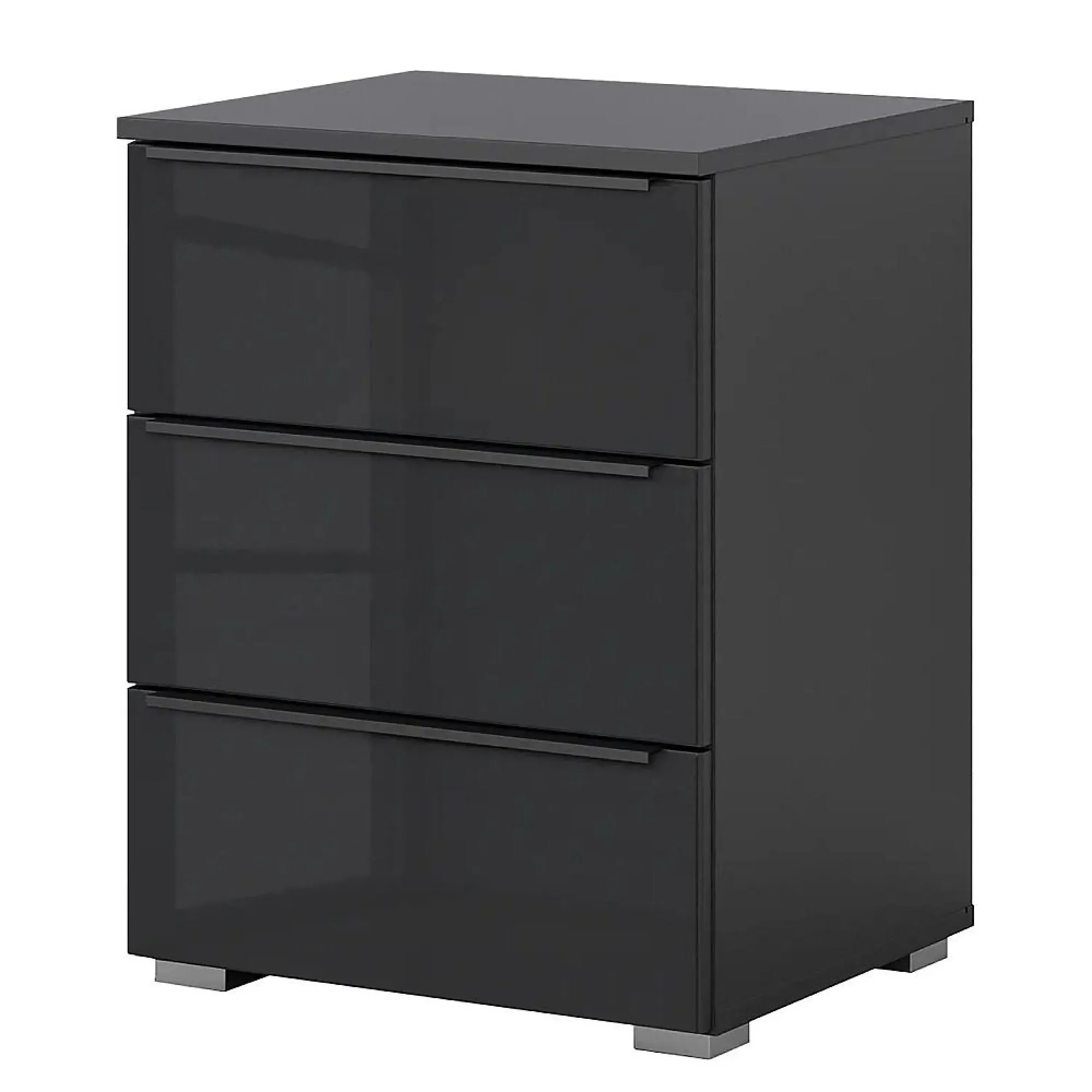 Monostar 3 Drawer Bedside Cabinet - Grey, Glass