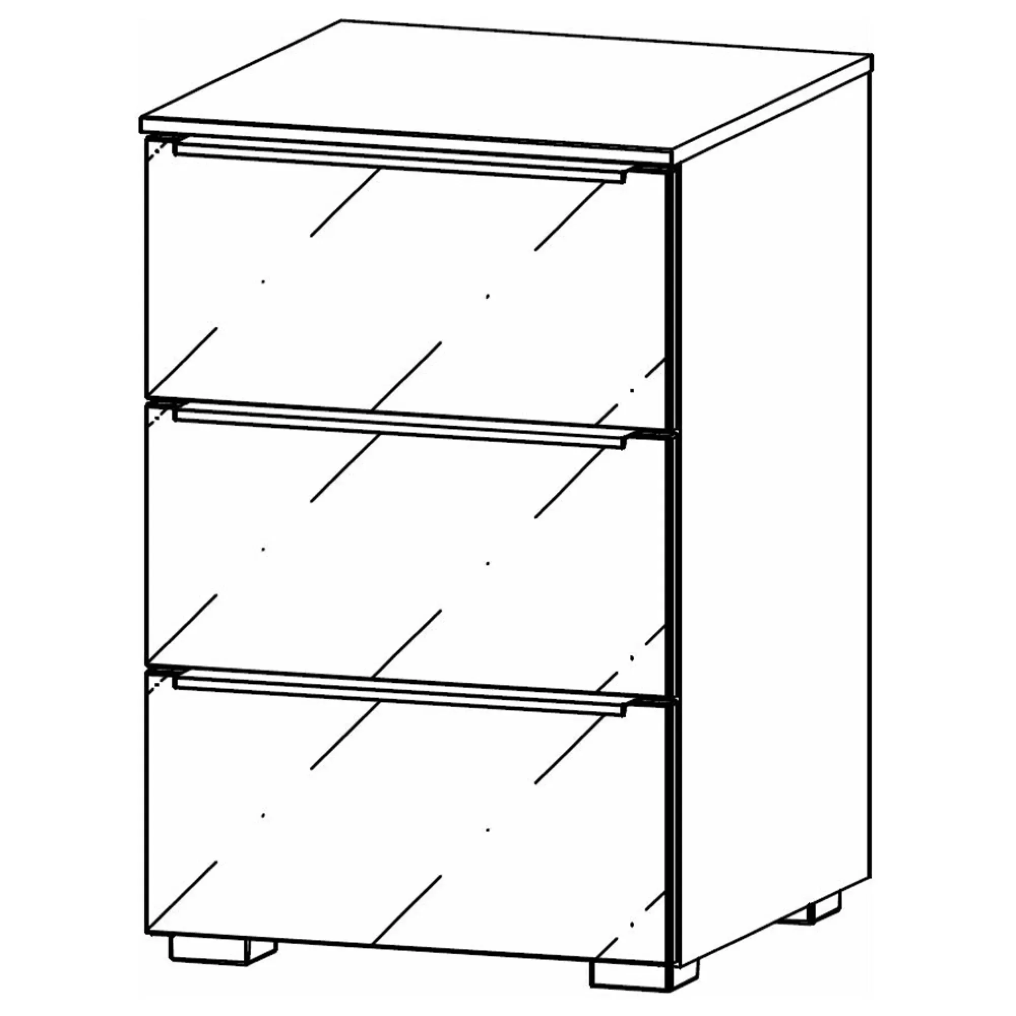 Monostar 3 Drawer Bedside Cabinet - Grey, Glass