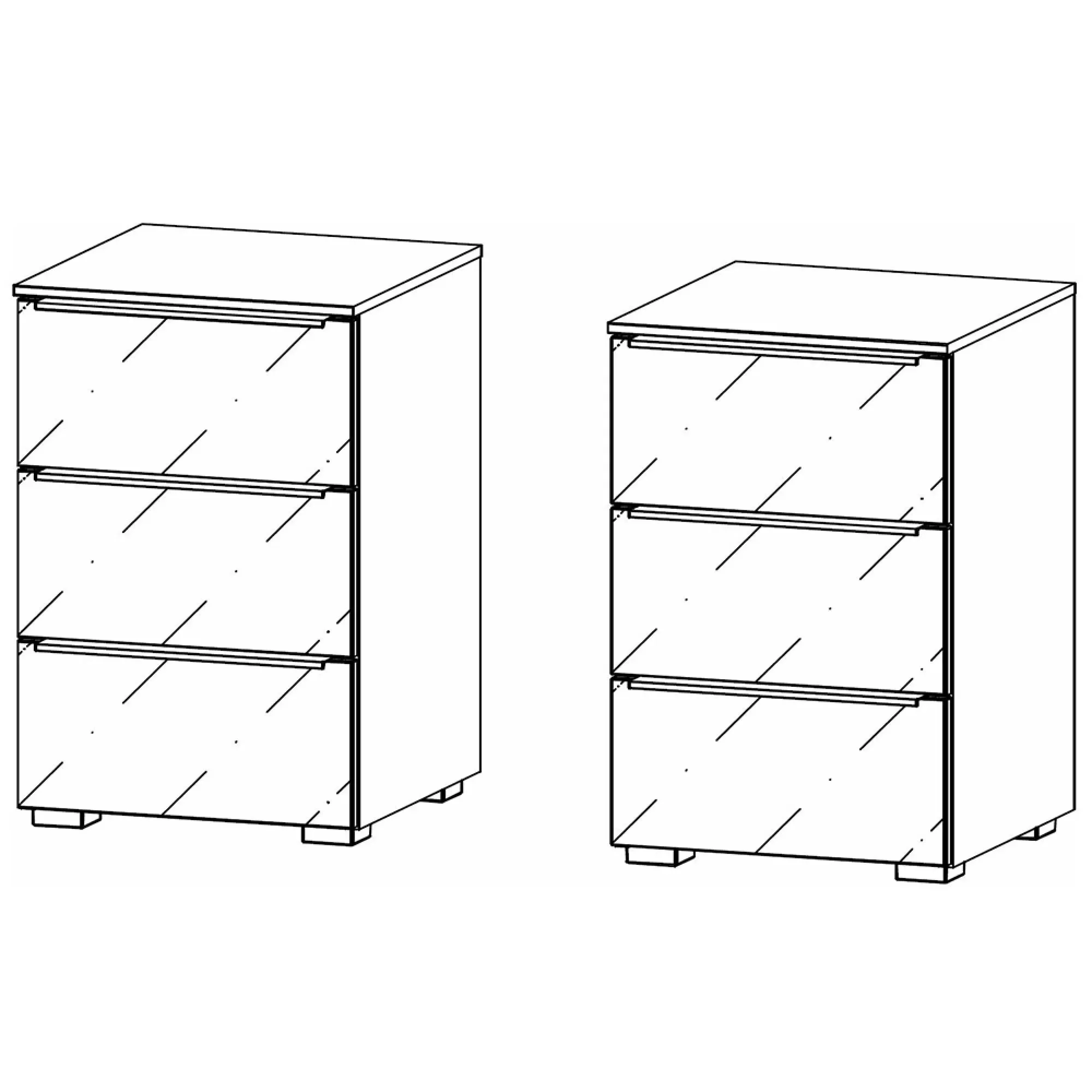 Monostar 3 Drawer Bedside Cabinet - Grey, Glass