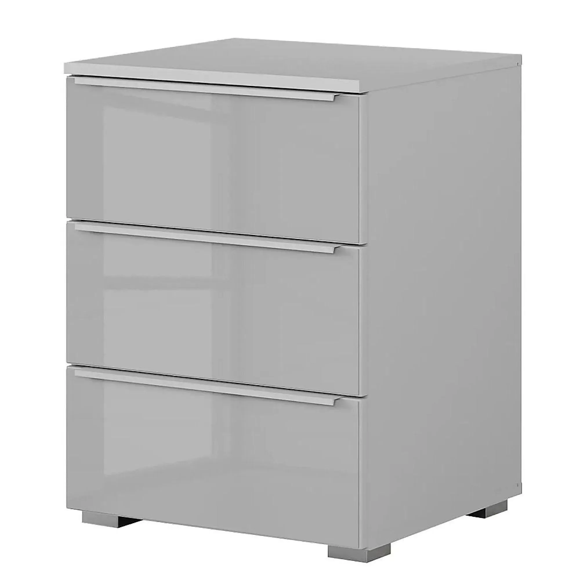 Monostar 3 Drawer Bedside Cabinet - Silk Grey, Glass