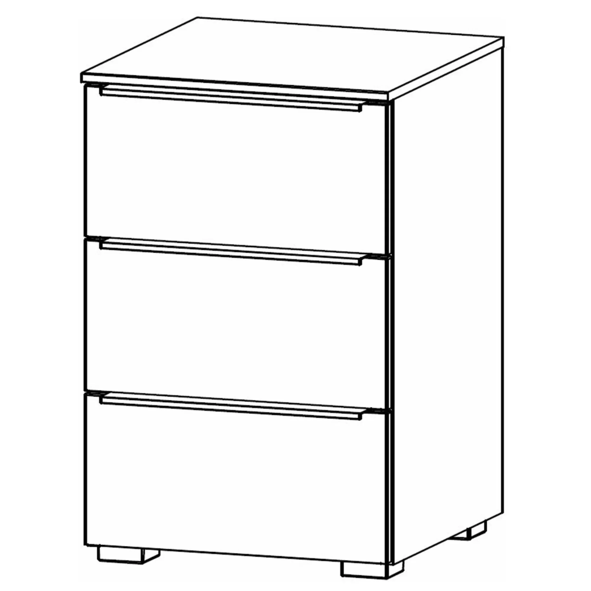 Monostar 3 Drawer Bedside Cabinet - White