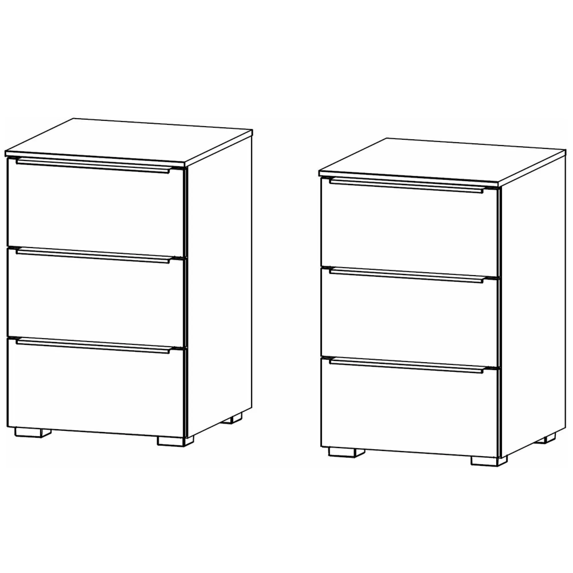 Monostar 3 Drawer Bedside Cabinet - White