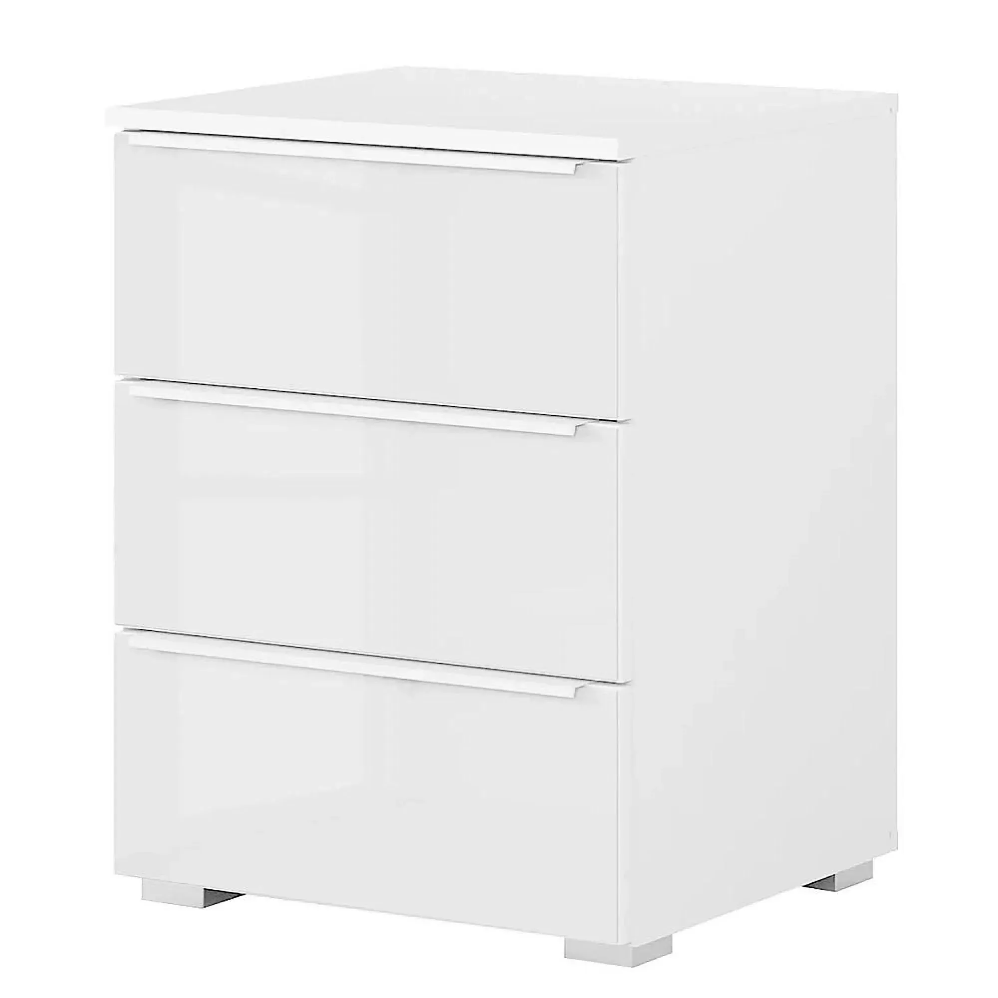 Monostar 3 Drawer Bedside Cabinet - White, Glass
