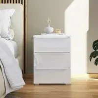 Monostar 3 Drawer Bedside Cabinet - White, Glass