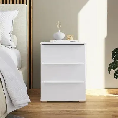 Monostar 3 Drawer Bedside Cabinet - White