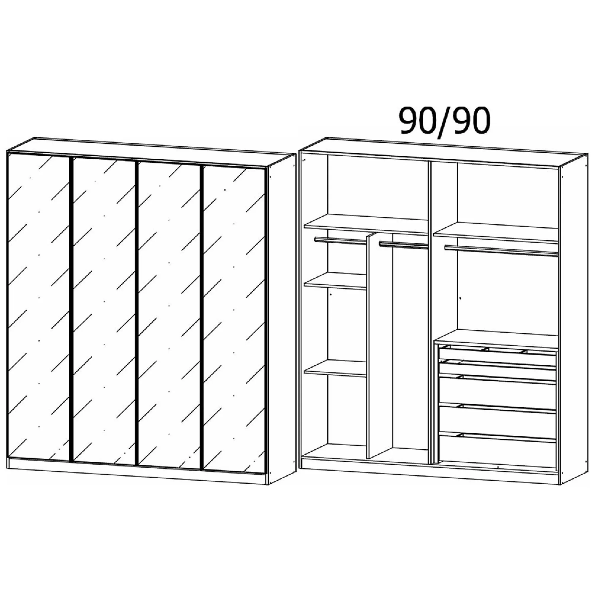 Monostar 4 Door Wardrobe - Metallic Dark Grey