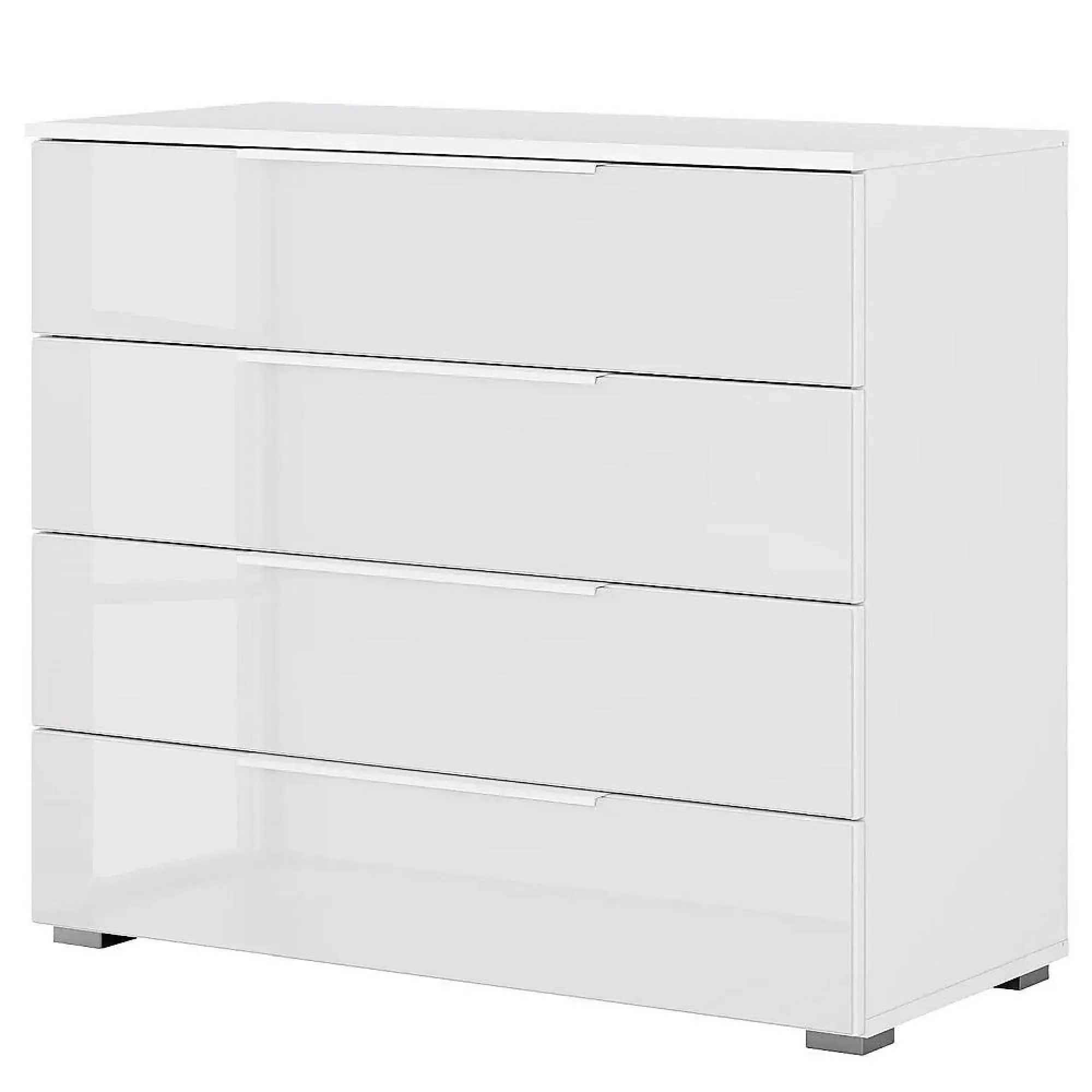 Monostar 4 Drawer Wide Chest - Alpine White, Glass