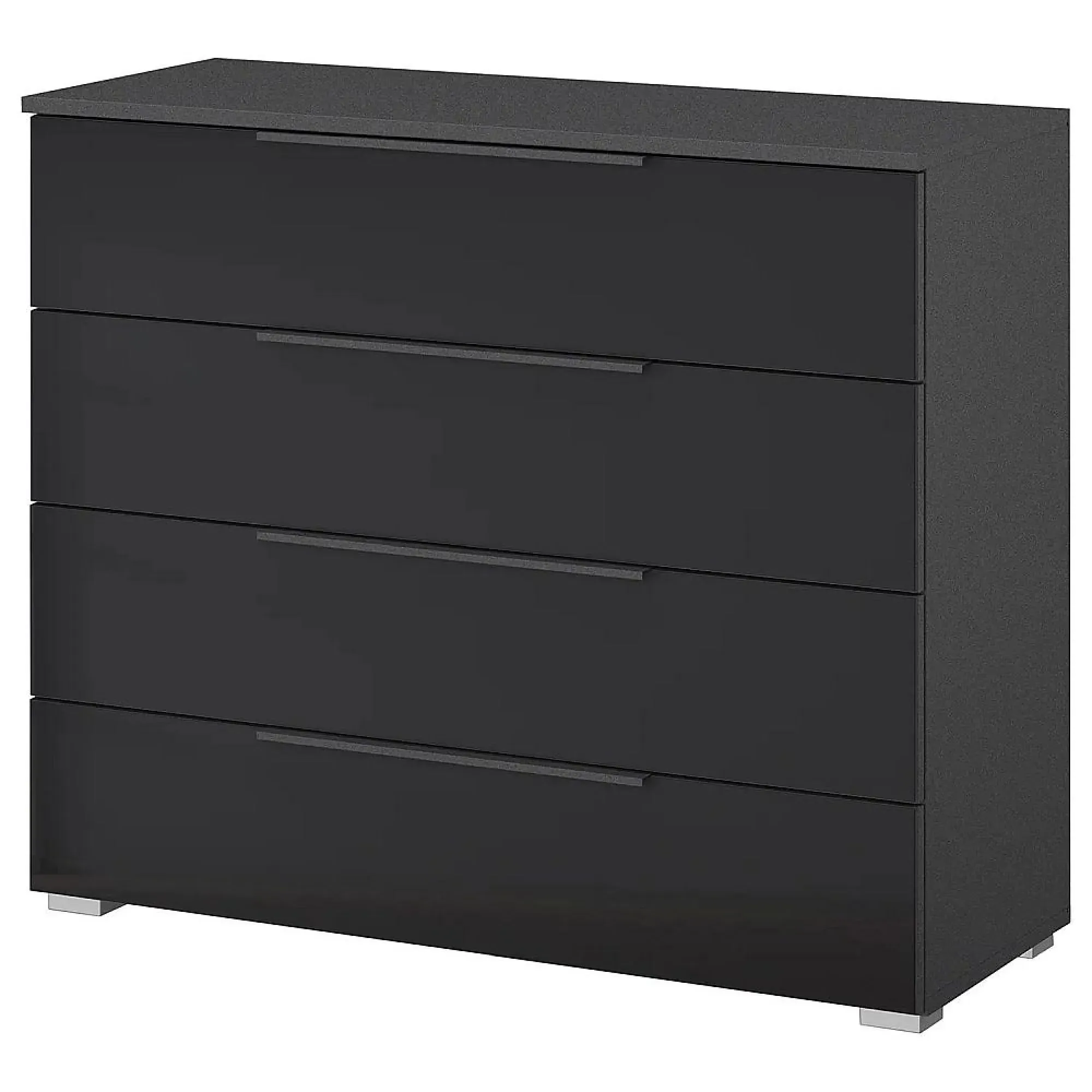 Monostar 4 Drawer Wide Chest - Metallic Dark Grey, Glass
