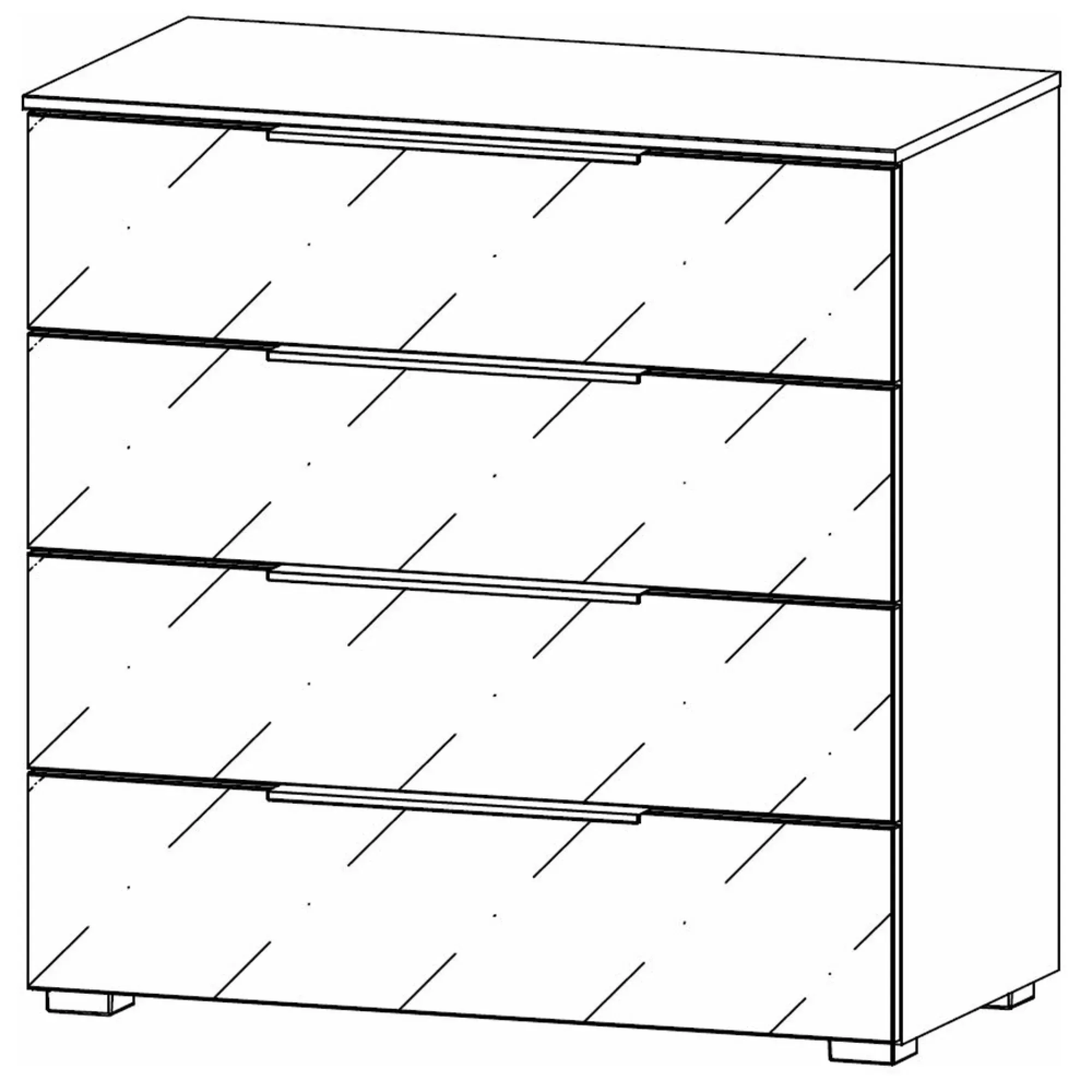 Monostar 4 Drawer Wide Chest - Silk Grey, Glass