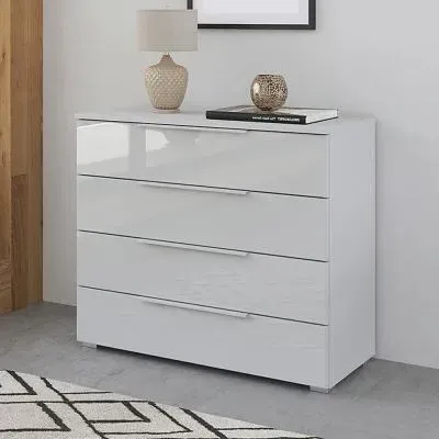 Monostar 4 Drawer Wide Chest - Silk Grey, Glass