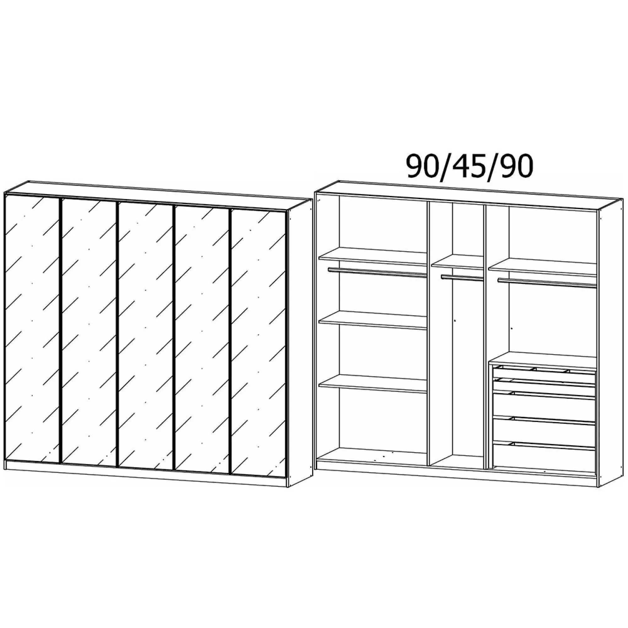 Monostar 5 Door Wardrobe with Extras - Silk Grey