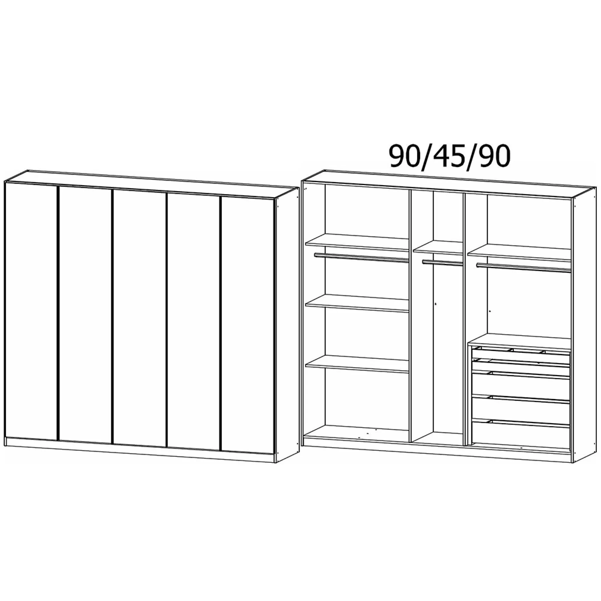 Monostar 5 Door Wardrobe with Extras - Silk Grey