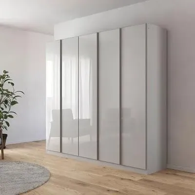 Monostar 5 Door Wardrobe with Extras - Silk Grey