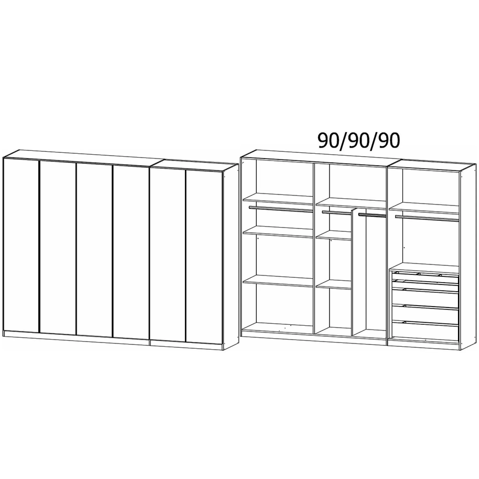 Monostar 6 Door Wardrobe with Extras - Alpine White