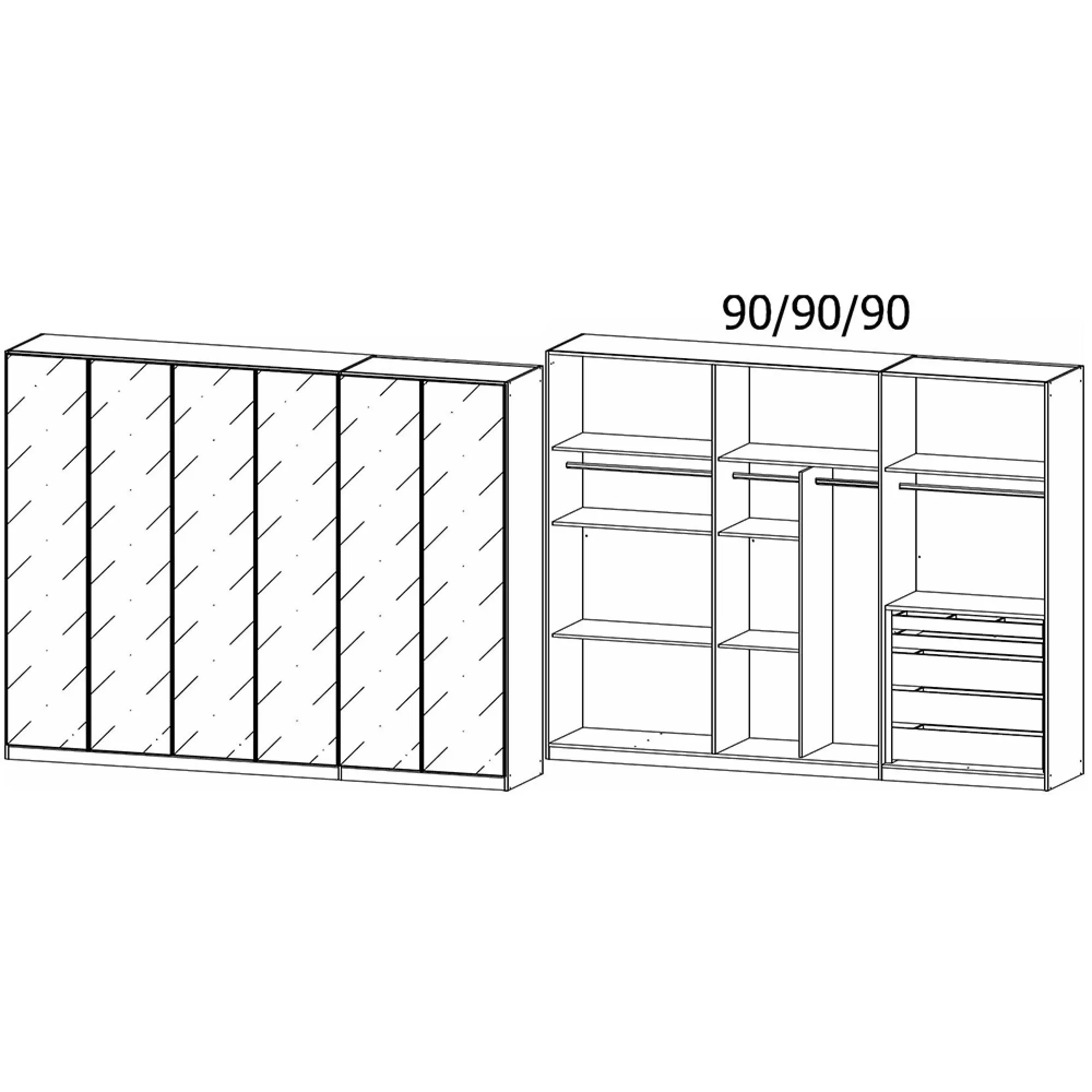 Monostar 6 Door Wardrobe with Extras - Alpine White