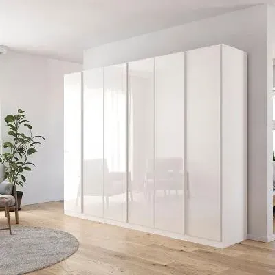 Monostar 6 Door Wardrobe with Extras - Alpine White