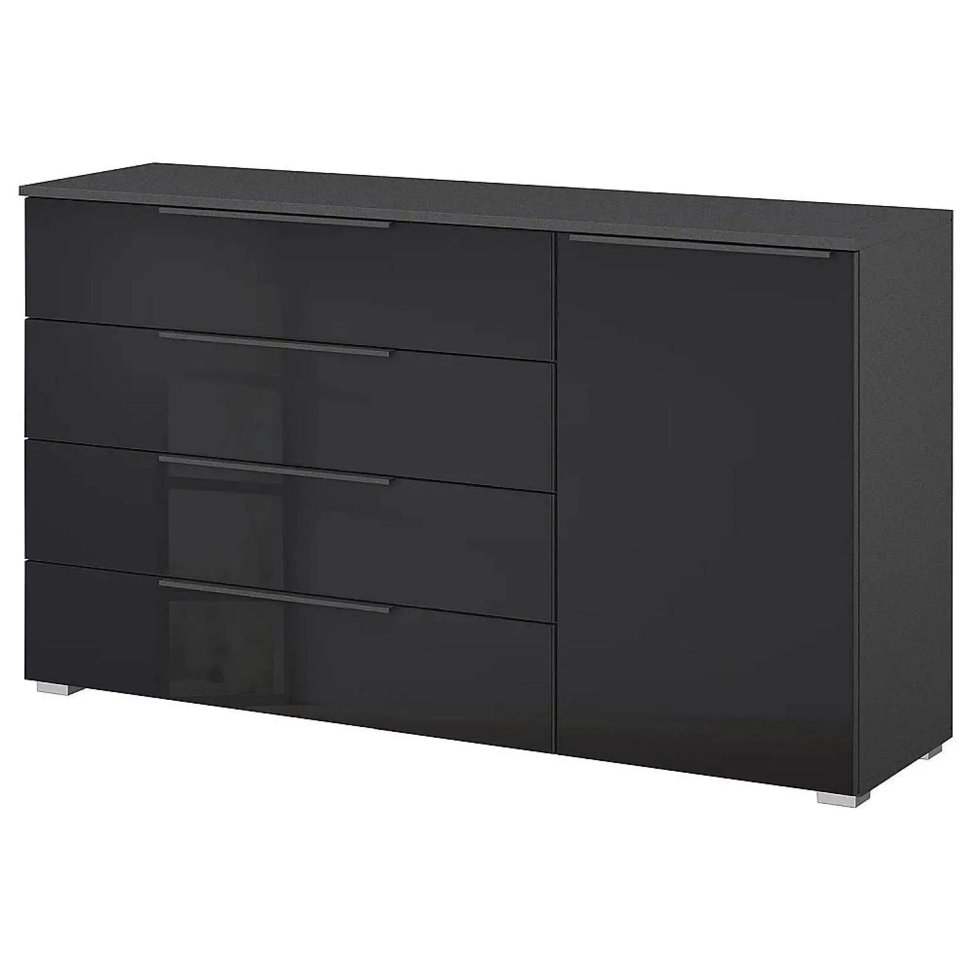 Monostar Wide Sideboard - Metallic Dark Grey, Glass